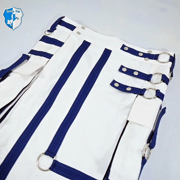 Gothic Style White & Blue Hybrid Kilt
