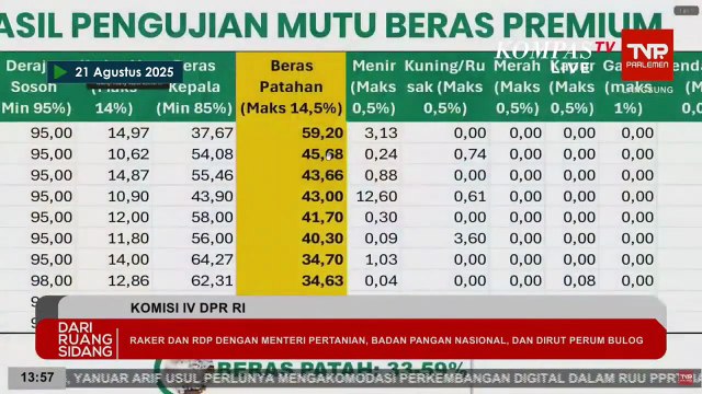 [FULL] Depan DPR, Mentan Amran Klaim Harga Beras Turun di 13 Provinsi