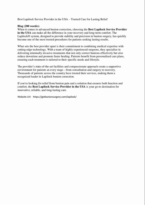 Best Lapilock Service Provider in the USA – Trusted Care for Lasting Relief