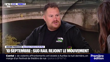 Julien Troccaz (Sud Rail), annonce que son syndicat appelle à se joindre au mouvement du 10 septembre