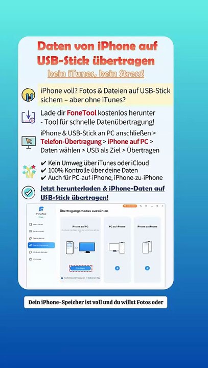 💾 iPhone-Daten direkt auf USB-Stick sichern – Schnell & Sicher