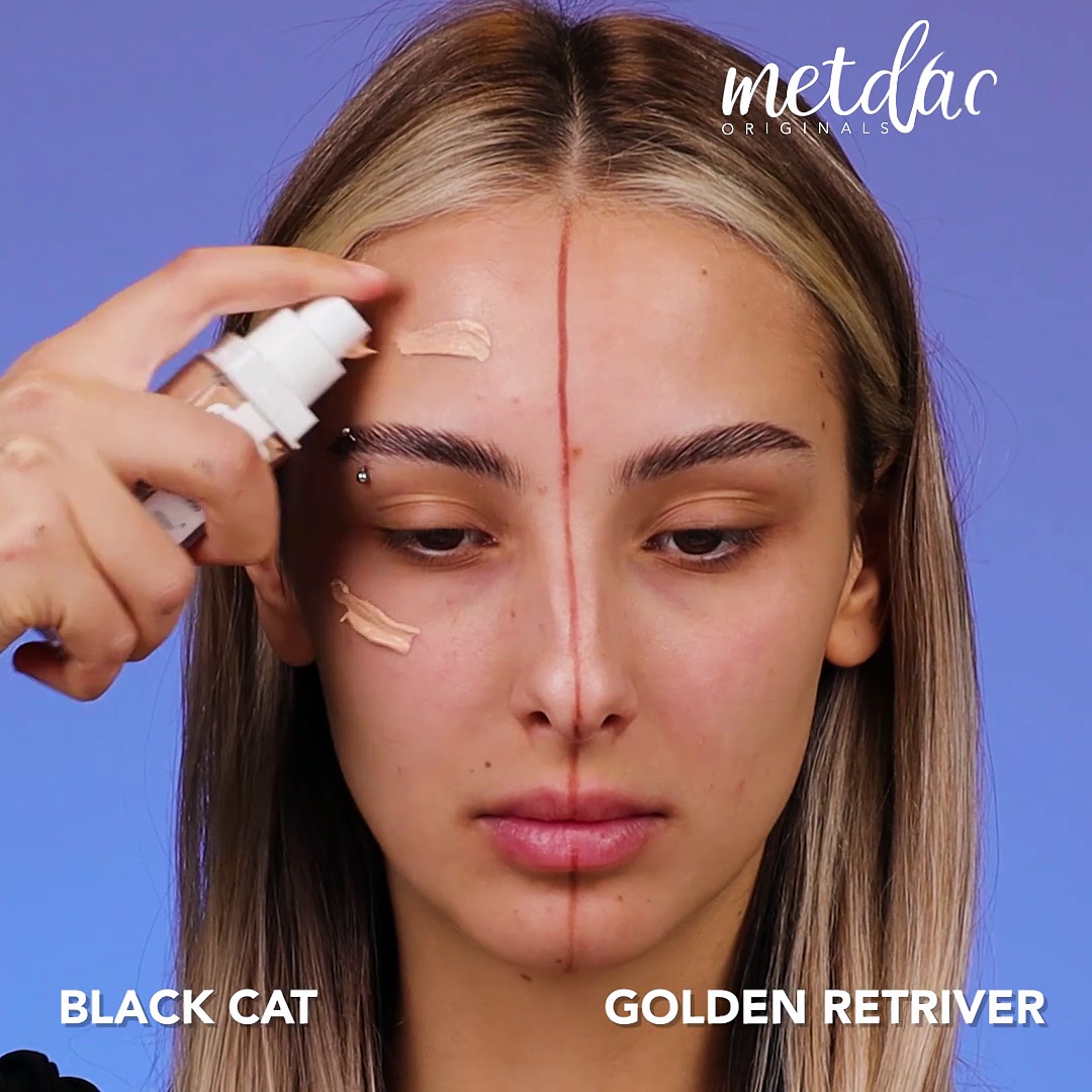 Black Cat vs Golden Retriever makeup! 😺🐶