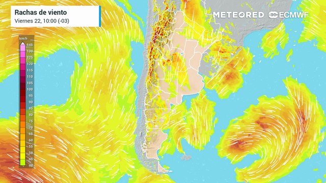 Entre el sábado 23 y el domingo 24 Argentina tendrá muy fuertes vientos con ráfagas de más de +100 km/h en estas provincias