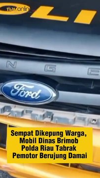 Sempat Dikepung Warga, Mobil Dinas Brimob Polda Riau Tabrak Pemotor Berujung Damai