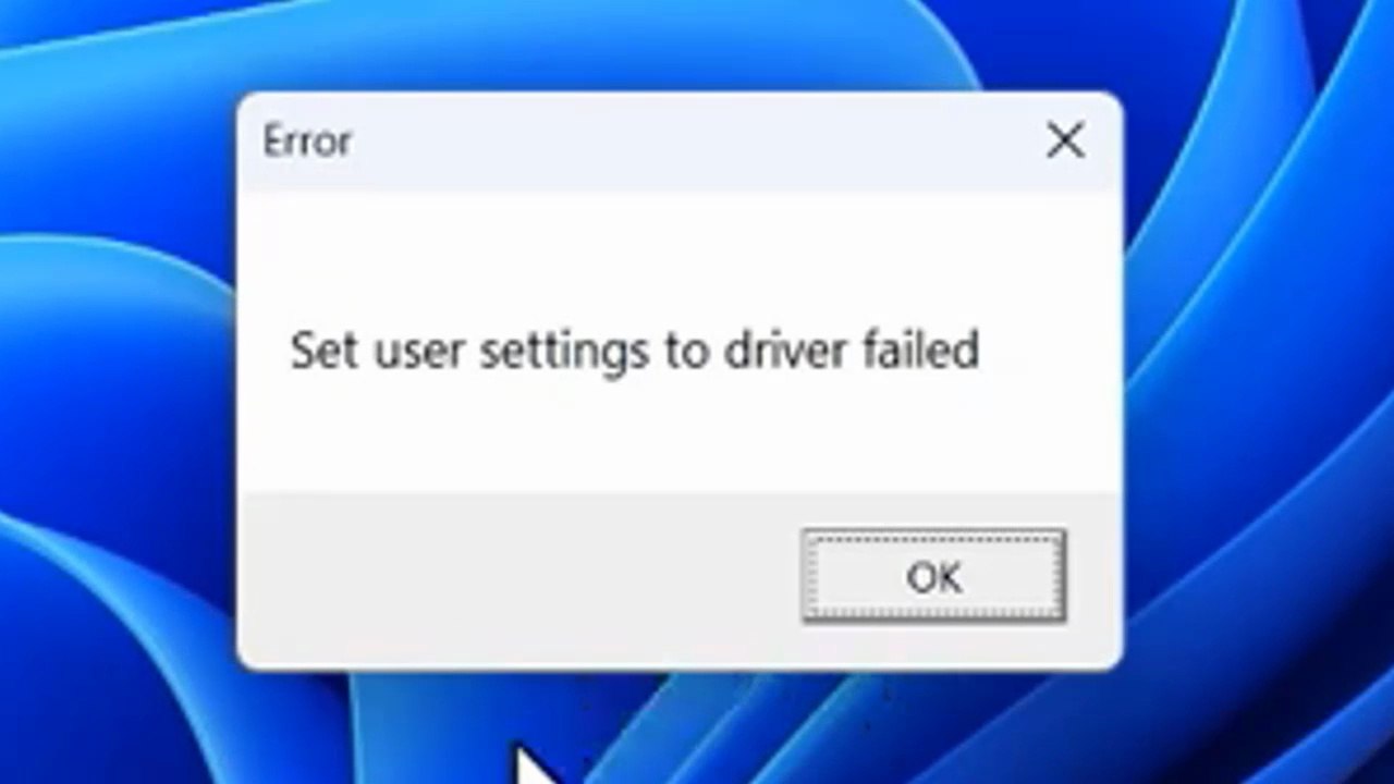 How to Fix "Set User Settings to Driver Failed" Error on Lenovo, HP, Dell, Acer, Asus Laptops ✅