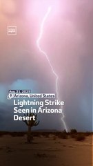 Lightning Strike Seen in Arizona Desert