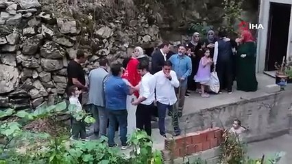 Trabzon’da kana bulanan gelin alma merasimindeki silah atma anları böyle görüntülendi