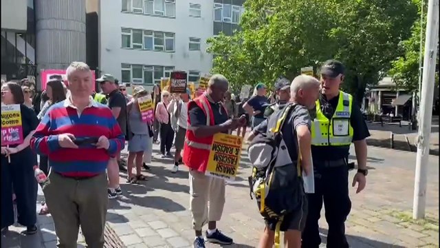 Anti-immigrant protesters clash with counter-demonstrators