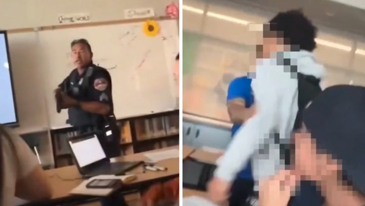 Armed police burst into classroom to arrest student over gun in dramatic footage
