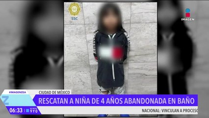 Rescatan a niña de 4 años abandonada en baño de un edificio