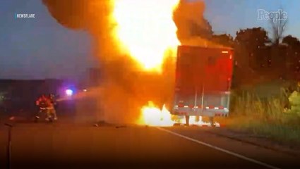 40,000-Lbs. of Ribeye Steaks Sizzle After Tractor-Trailer Bursts into Flames on Highway