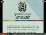 Comunicado | Venezuela condena atentado terrorista ocurrido el 21 de agosto en la ciudad de Cali
