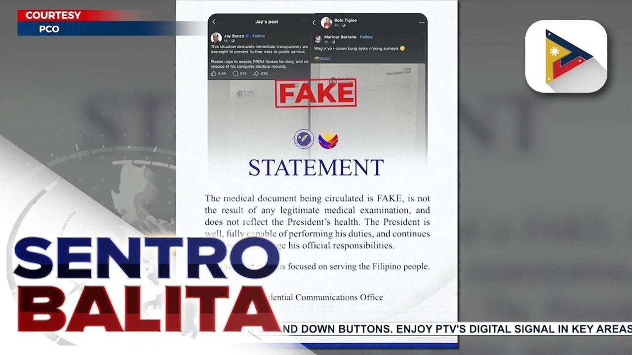PNP ACG, bumuo ng grupo na mag-iimbestiga sa fake medical bulletin ni PBBM; mga nag-share nito, maaaring sampahan ng reklamo, ayon sa ACG | ulat ni Ryan Lesigues