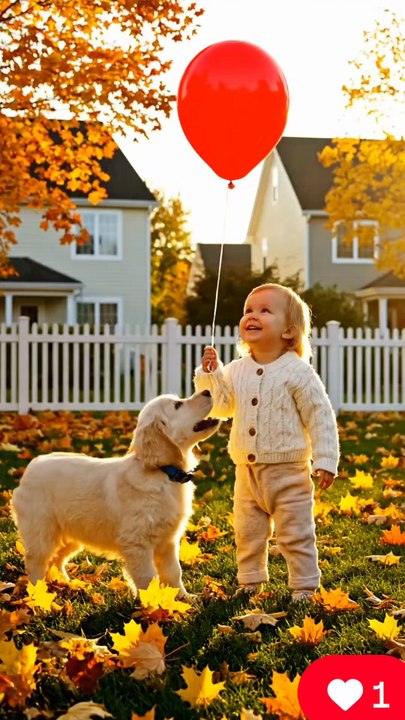 Adorable Baby and Puppy Playing with Balloon #puppy #dog #kingdomofawais
