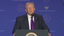 Trump mocks the media for not grasping his sense of humor during a lighthearted moment about his faith
