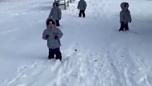 Quadruplets’ First Snow Walk Ends in Total Meltdown!|| Heartsome 💖