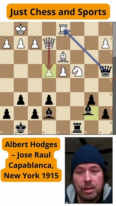 Capablanca gana dos peones y vence a Hodges (1915)