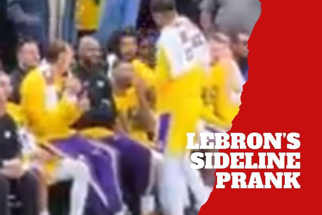 LeBron James jokes around after stealing Rui Hachimura’s seat