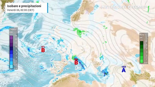 Perturbazioni atlantiche con fiume atmosferico, altro maltempo in Italia