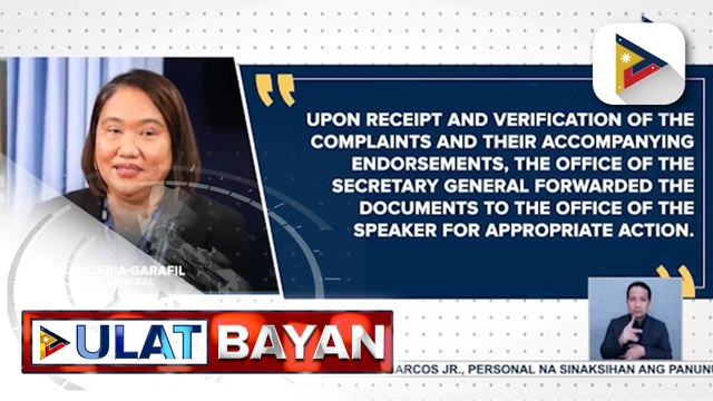Dalawang impeachment complaint laban kay VP Sara Duterte, naipadala na sa tanggapan ni House Speaker Faustino Dy III