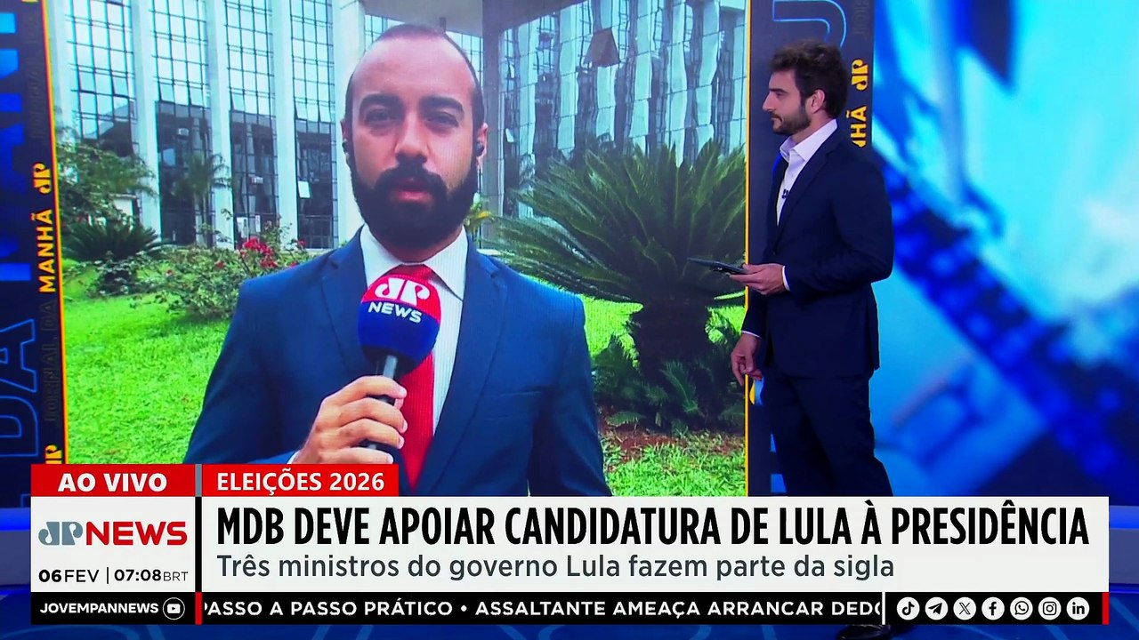 MDB deve apoiar Lula nas eleições de 2026