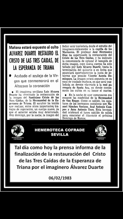 finalización de la restauración del  Cristo de las Tres Caídas
