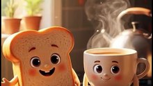 Bread and tea breakfast ai video