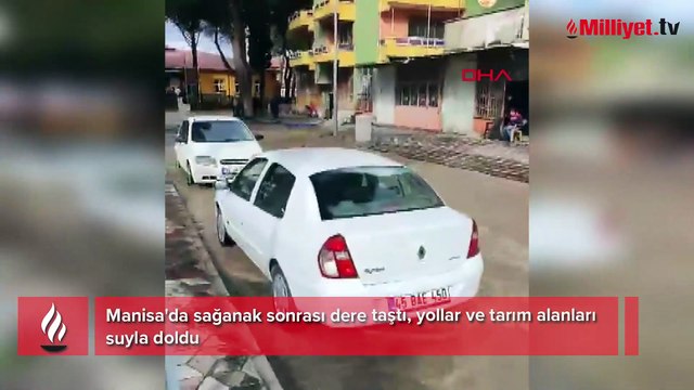 Manisa'da sağanak sele döndü! Dere taştı, tarım alanları suyla doldu