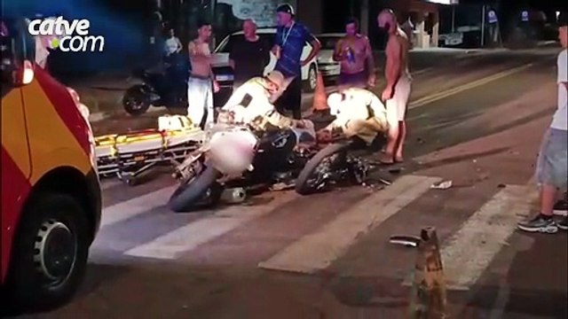 Batida entre duas motos deixa homem gravemente ferido no Jardim Europa, em Toledo