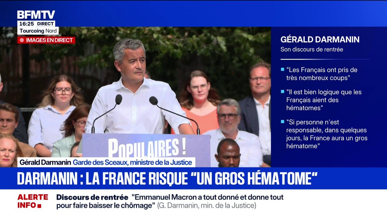 Vote de confiance du 8 septembre: "Lundi prochain se jouent en partie les institutions du général de Gaulle", estime Gérald Darmanin