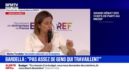 Face à la crise: "On est un peu dans un contexte pré années 1930 et tout le monde le voit bien", affirme Marine Tondelier, secrétaire nationale des Écologistes