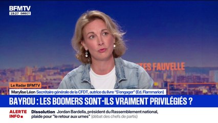 Répartition des efforts: Marylise Léon, secrétaire générale de la CDFT, réagit aux propos de François Bayrou sur les boomers "Parmi les 11% de retraités qui sont sous le seuil de pauvreté, c'est un effort inacceptable"