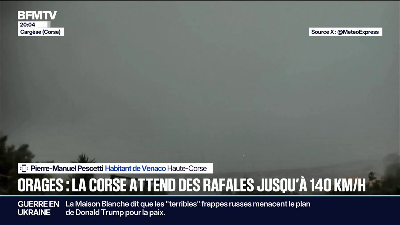 La Corse frappée par de violents orages: "Ça tonne dans tous les sens, on croirait presque entendre un bombardement", raconte Pierre-Manuel Pescetti, habitant de Venaco