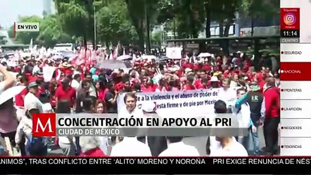 Simpatizantes del PRI llevan a cabo una concentración en Paseo de la Reforma