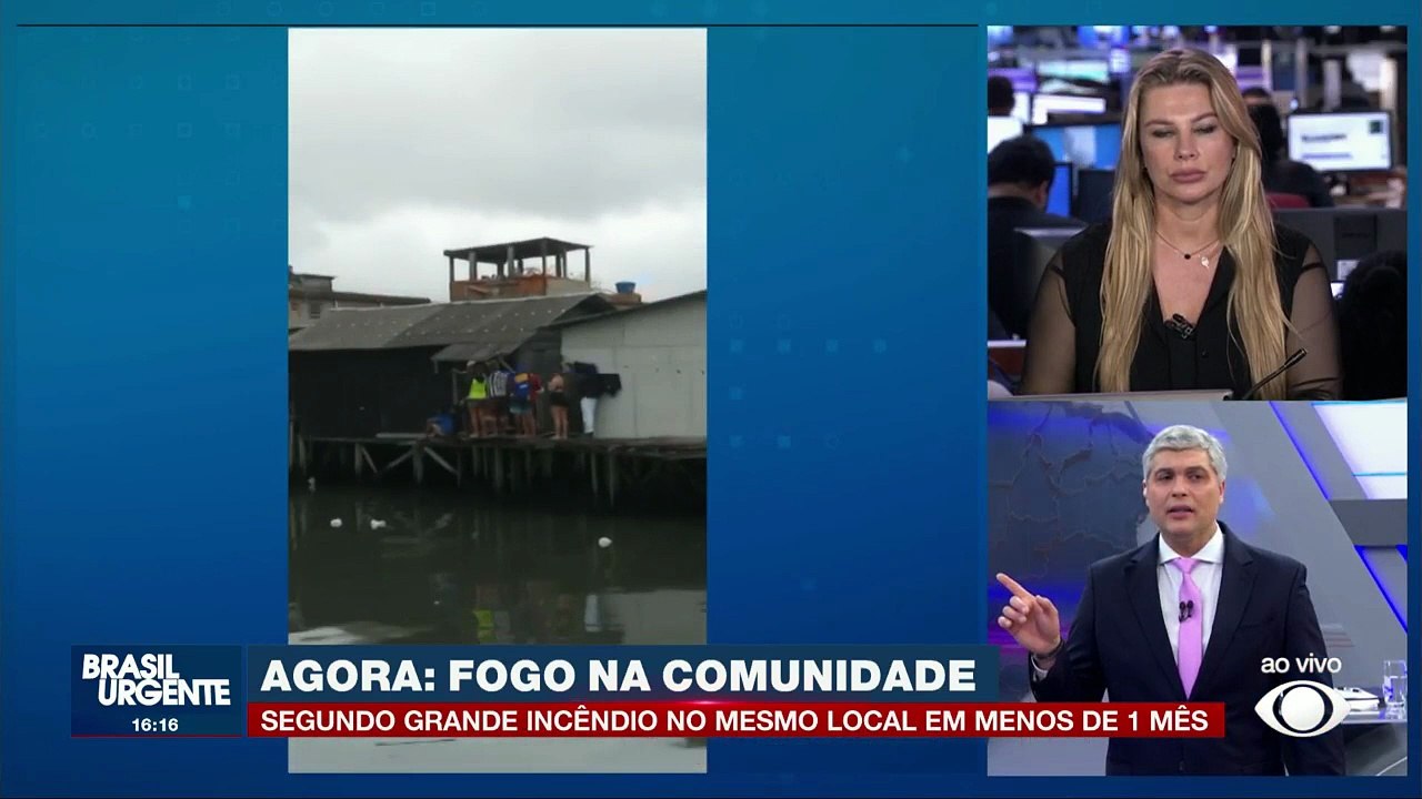 Incêndio atinge comunidade em Santos, no litoral de São Paulo