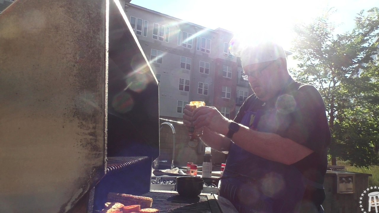 Tank Cooks Grilled Ham Steak with Grilled Sweet Potatoes