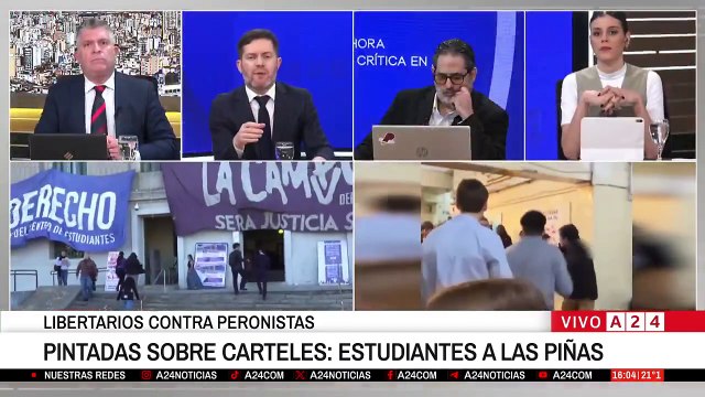 A24.com - 🔴 VIOLENCIA EN LA FACULTAD： ESTUDIANTES A LAS PIÑAS Libertarios con...