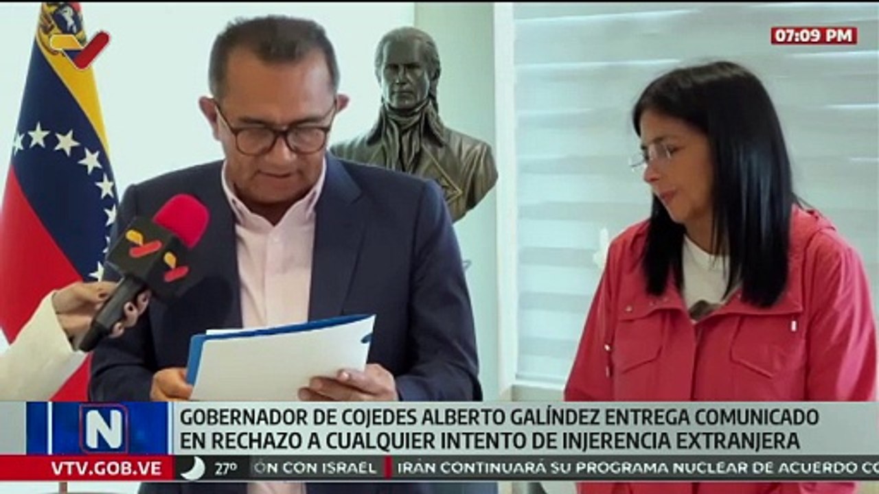 Gobernador Galíndez entregó comunicado en rechazo a las injerencias extranjeras