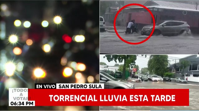 Policías se salvan de ser arrastrados por torrencial aguacero en San Pedro Sula