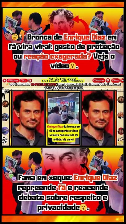 🤔Eita!🔥 #EnriqueDiaz viraliza com bronca em fã até onde vai o limite entre carinho e invasão #viral Notícias 100 notícias dos Famosos
