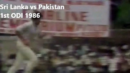 Zakir Khan took the wicket of Keerthi Ranasinghe 1st ODI, Kandy, March 02, 1986