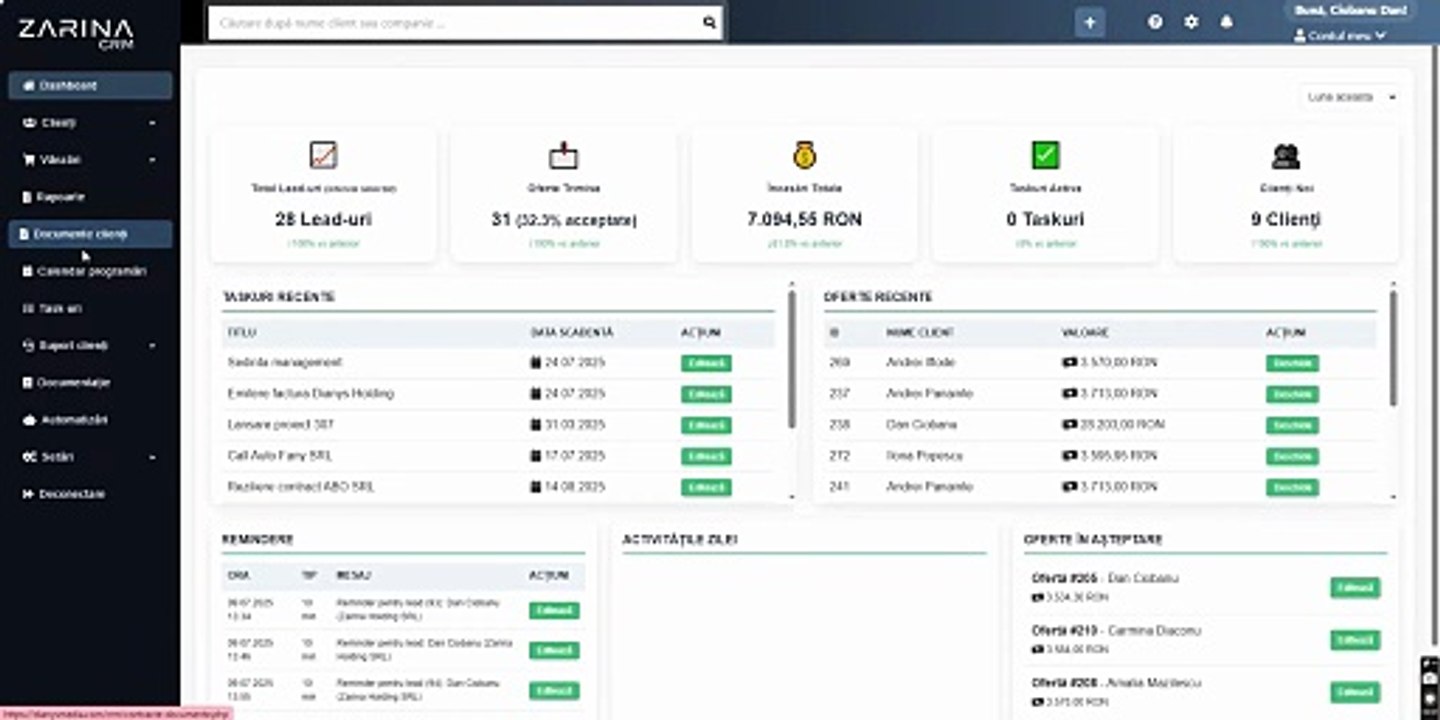 cum vad documentele aferente fiecarui client in CRM