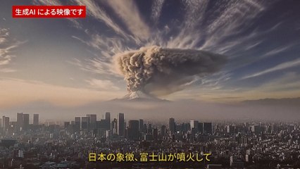 Así se vería el monte Fuji si entrara en erupción