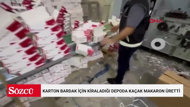Karton bardak için kiraladığı depoda kaçak makaron üretti