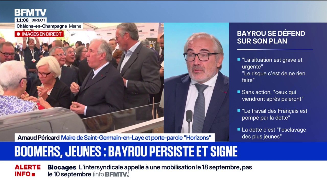 Propos de François Bayrou sur les "boomers": "Je ne crois pas que la meilleure des méthodes soit d'opposer les actifs et les inactifs et les générations", estime Arnaud Péricard (Horizons)