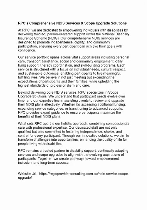 RPC’s Comprehensive NDIS Services & Scope Upgrade Solutions