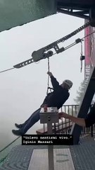 Iginio Massari e la zipline nel giorno del suo 83esimo compleanno