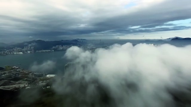 Clouds with Stunning City View Aerial Skyline Beauty