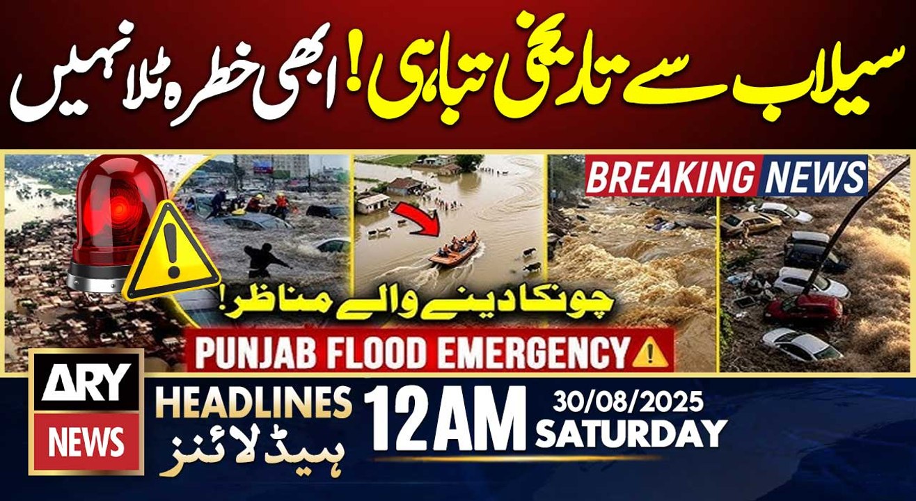 Historical floods damages in Pakistan 🚨🚨 High Alert || ARY News 12 AM Headlines || 30th Aug 2025