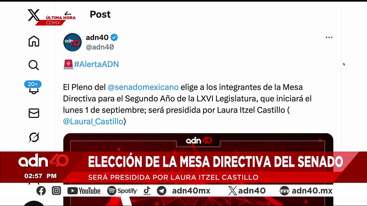 🚨¡Última Hora! Nueva Mesa Directiva del Senado será presidida por Laura Itzel Castillo